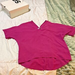 Chic Magenta V-Neck Blouse